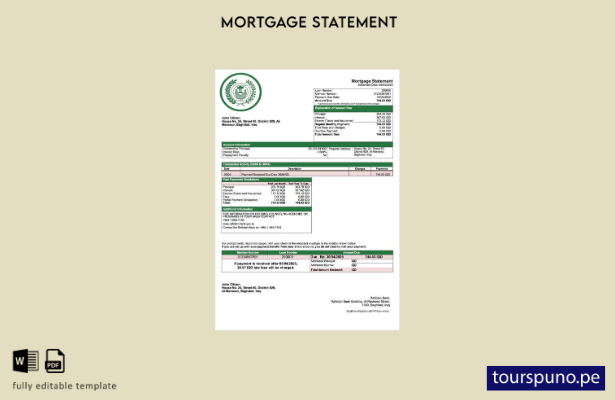 listo para imprimir extracto de hipoteca del Iraq Rafidain Bank plantilla en Wor
